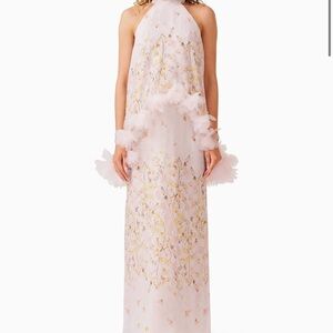 Elliatt Pink and Gold Floral Maxi dress